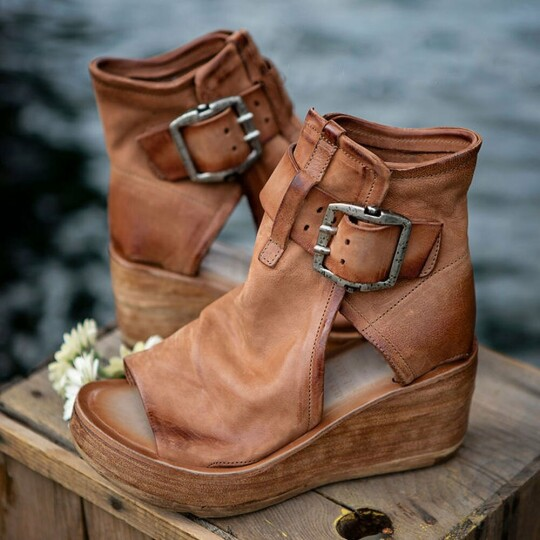 Women's Boho Comfy Buckle Wedge Sandals