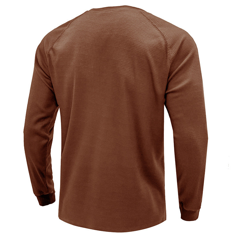 Men's Waffle Henley Long Sleeve T-Shirt