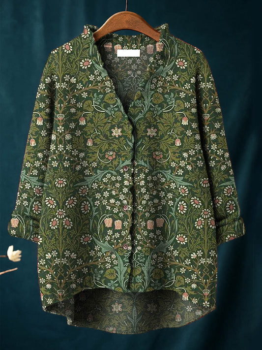 Women's Vintage Floral Art Print Casual Pullover Sweater
