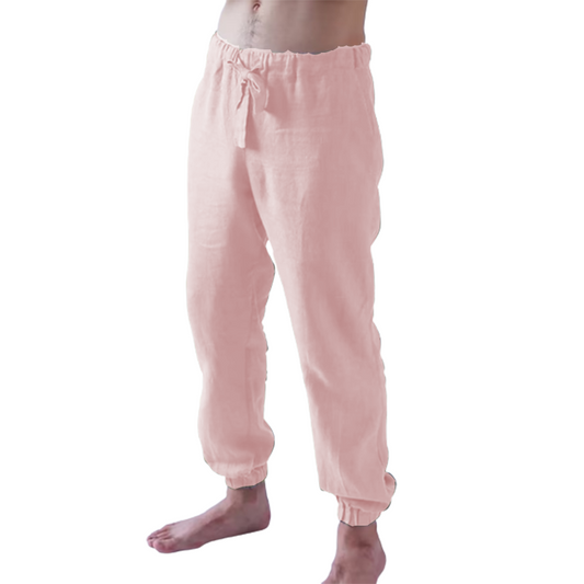 Men's linen trousers Elasticated cuffs Plain, comfortable and breathable Casual everyday