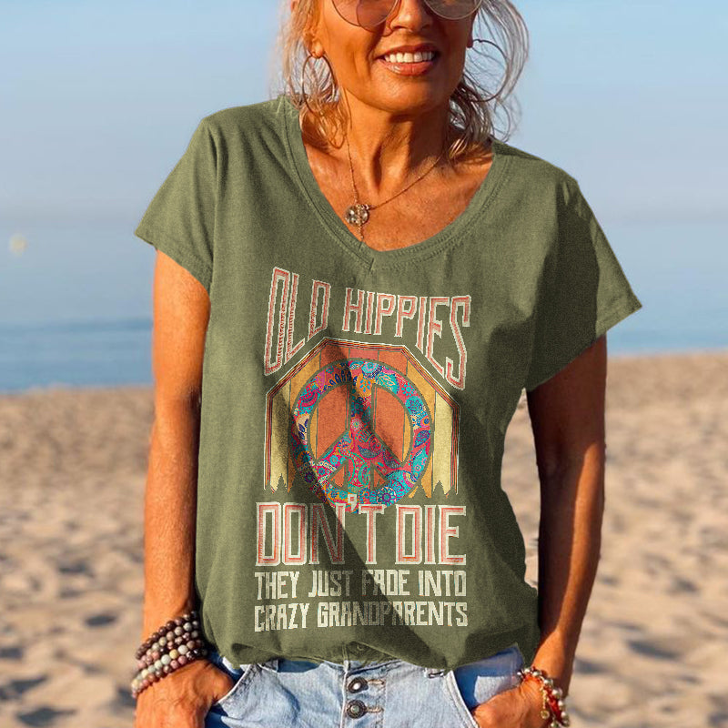 Old Hippies Don't Die Creative Printed Graphic Tees