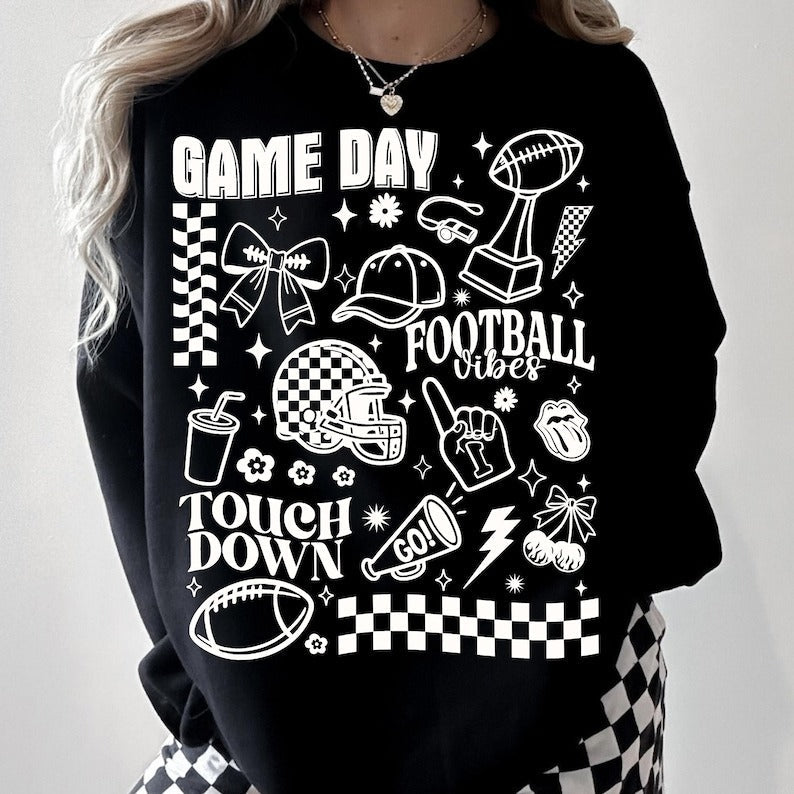 Game Day Football  Print Long Sleeve Casual Top