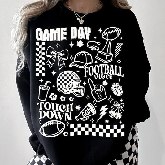 Game Day Football  Print Long Sleeve Casual Top