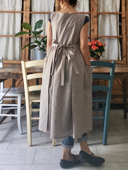 Striped Grey Cotton Apron