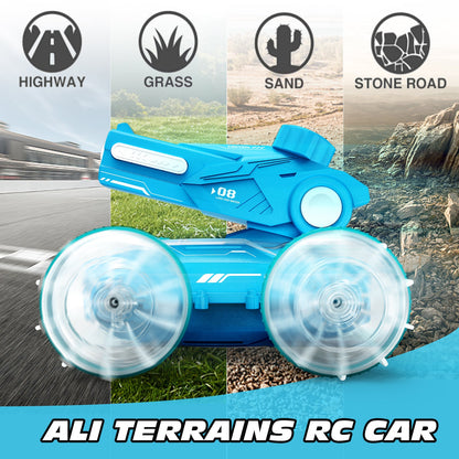 Tecnock All Terrain RC cars for kids amphibious tank model automatic water spray toy car with light effects, summer toys, children/adult toys