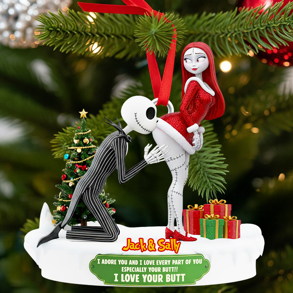 Naughty Skeleton Couple Christmas Ornament - Personalized Gifts For Couple 03ohdt110925