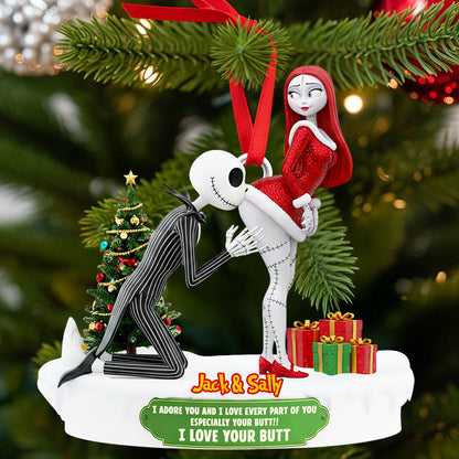 Naughty Skeleton Couple Christmas Ornament - Personalized Gifts For Couple 03ohdt110925