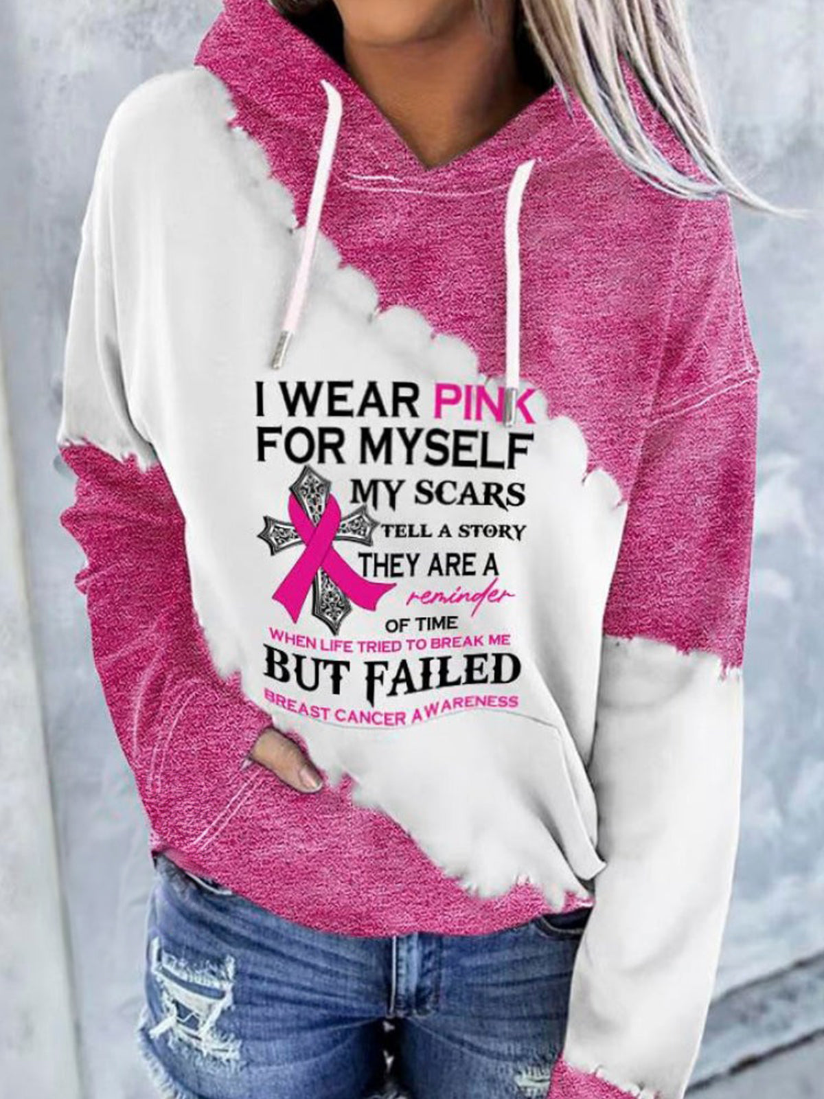 I Wear Pink For Myself Art Print Casual Hoodie Sweatshirt