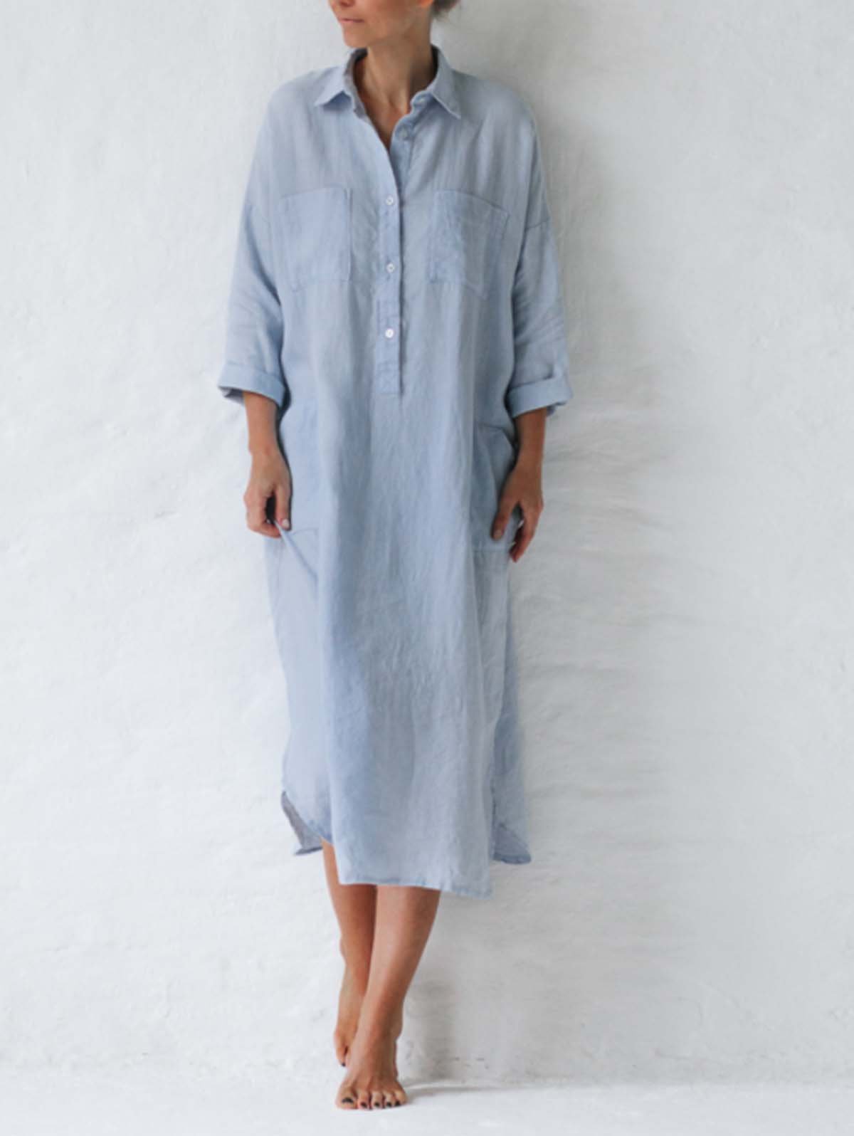 Shirt Dress In Sky Blue