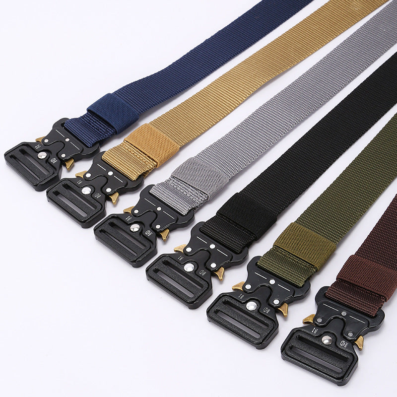 Men's solid colored imitation nylon metal buckle belt