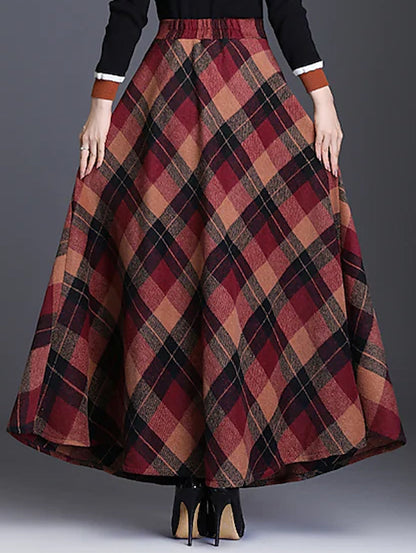 Tartan High Waist Flared Skirt