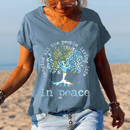 Imagine All The People Living Life Tree Of Life Graphic Tees