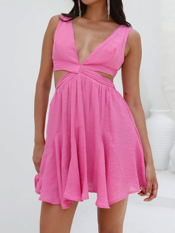 V neck cut out style dress