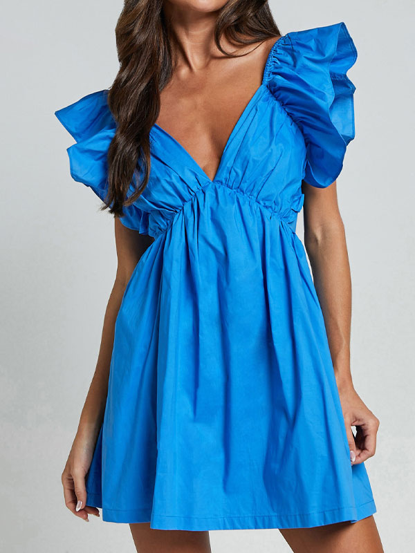 Ruffle v neck dress