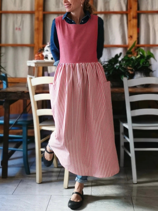 Cherry Red Cotton Apron