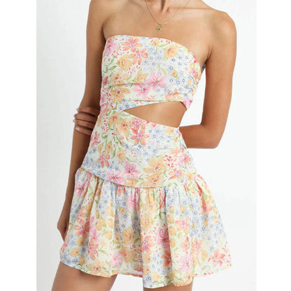 Wrapped Floral Cutout Mini Cake Dress