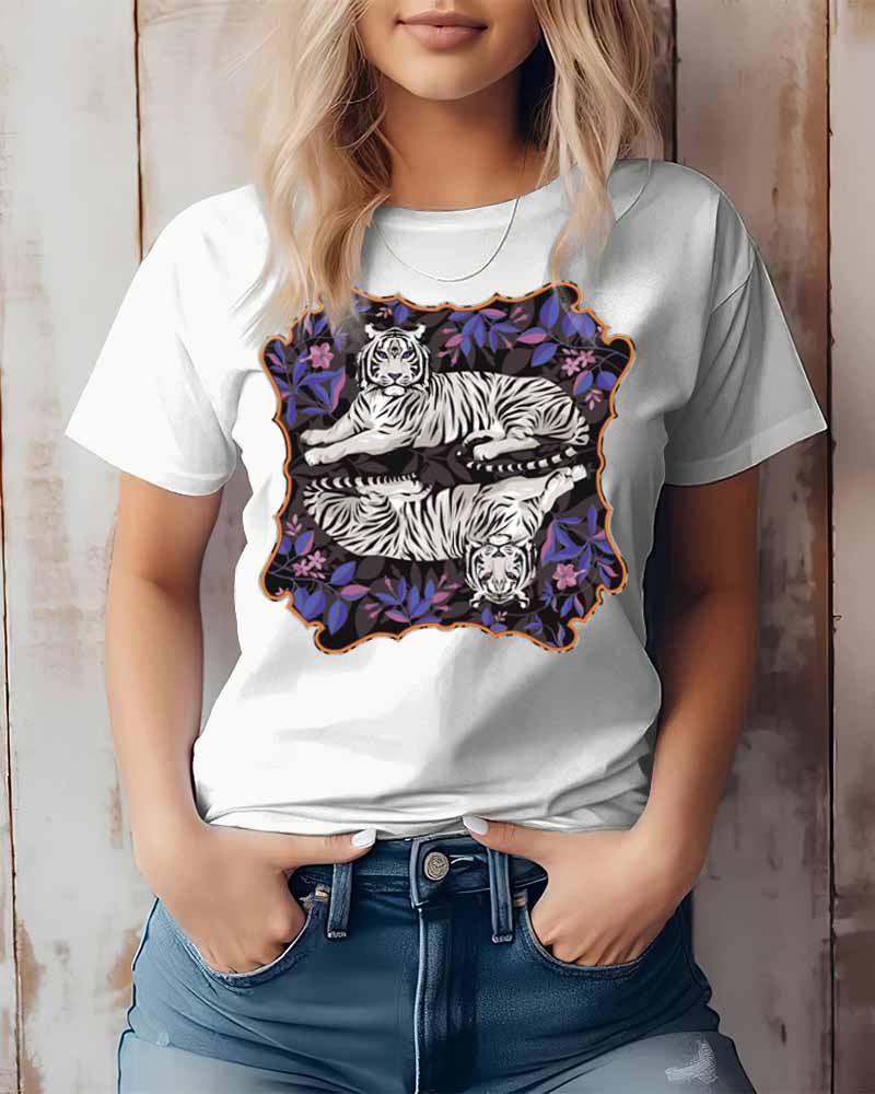 Reflected Tiger Print Casual T-Shirt