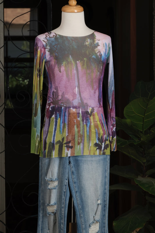 Nude Mesh T in Lavender Water Color