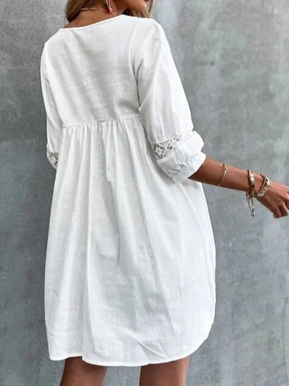 Simple V-Neck Casual Vacation Dress