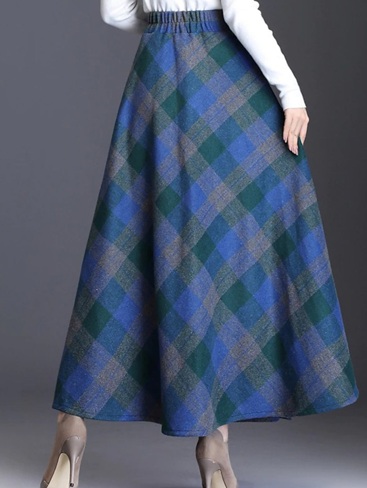 Tartan High Waist Flared Skirt