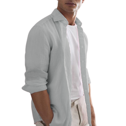 Men's Cotton Linen Casual Long Sleeve Shirt