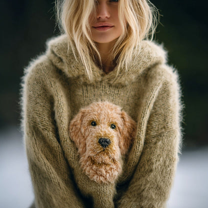 Cute Golden Retriever Knit Fuzzy Comfy Hooded Sweater