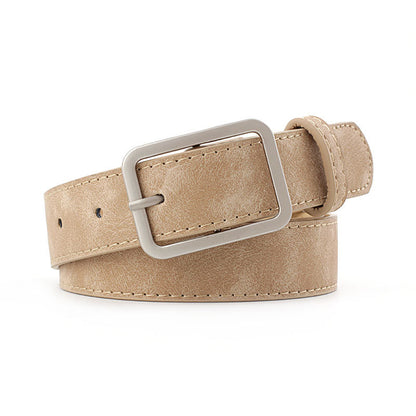Versatile Square Button Leather Belt