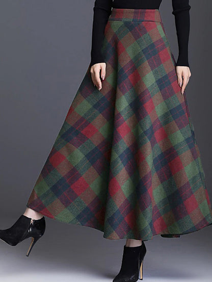 Tartan High Waist Flared Skirt