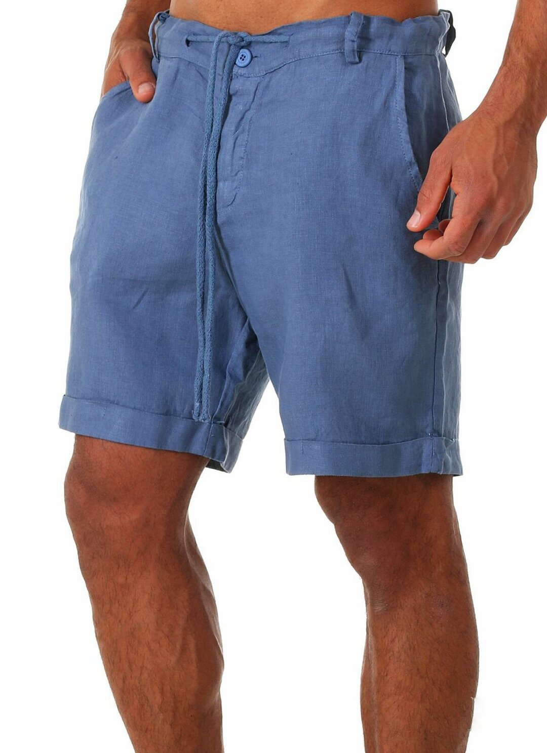 Men's solid color lace-up sports casual pants short
