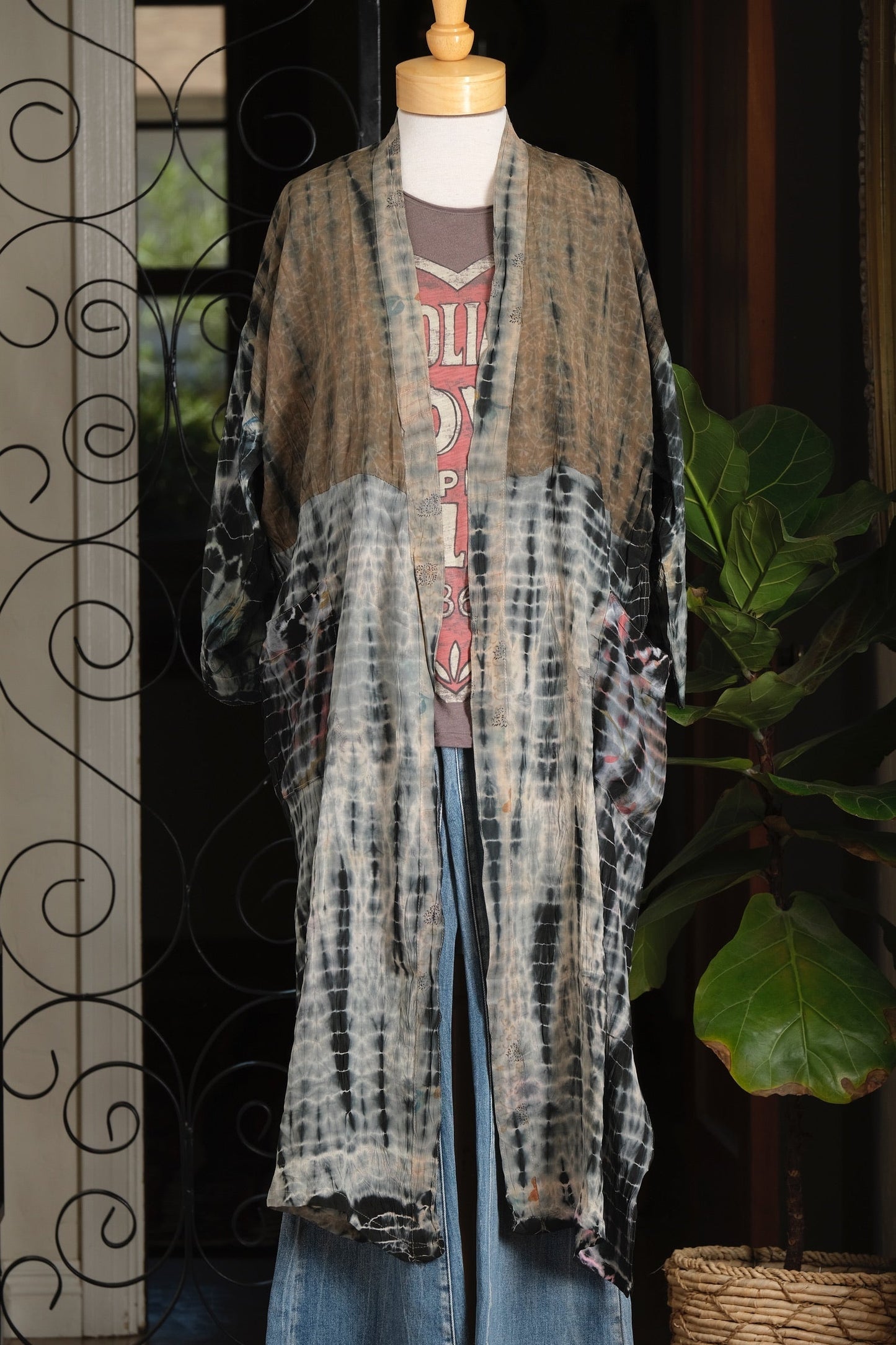 Smoke Duster in khaki Flower