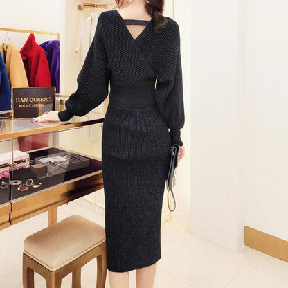 Hip Skirt Temperament Knitted Skirt Set