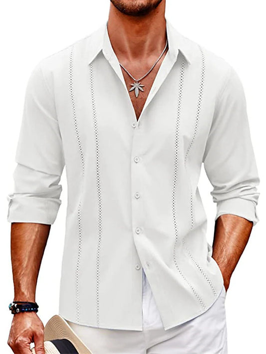 2023 Men's Shirt Linen Casual Button Down Shirt Collar