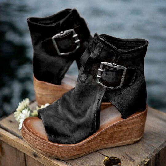 Women's Boho Comfy Buckle Wedge Sandals