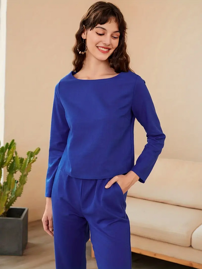 Women's Solid Color Fashion Leisure Suit Two-piece Set Suit