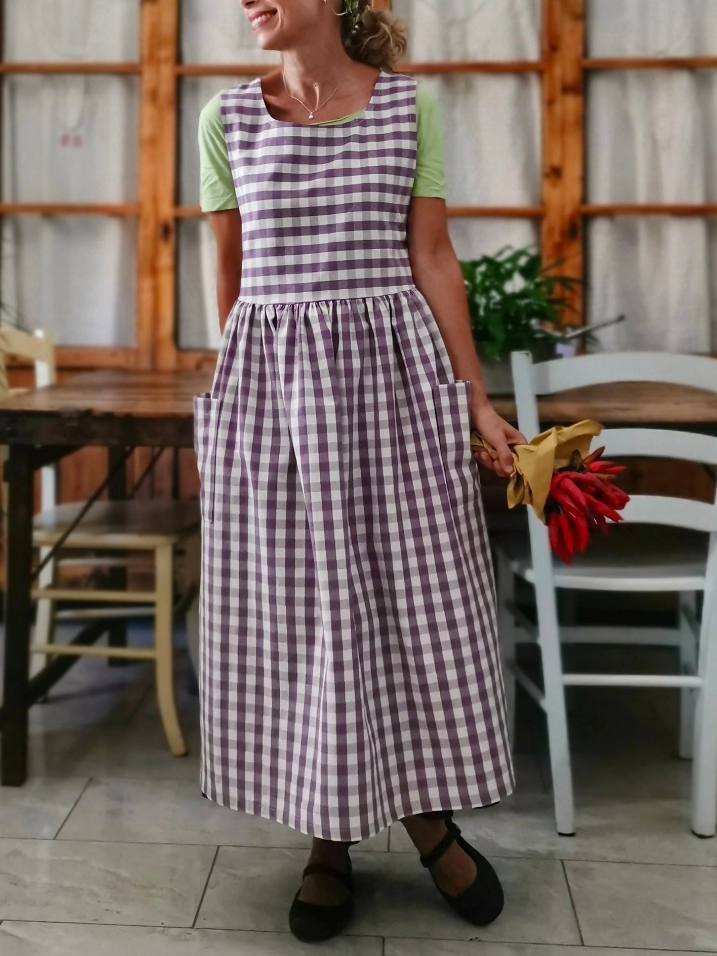 Purple Checkered Apron