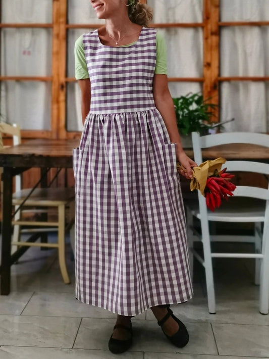 Purple Checkered Apron