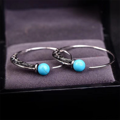 Exaggerated circle vintage turquoise earrings