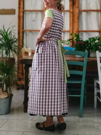 Purple Checkered Apron