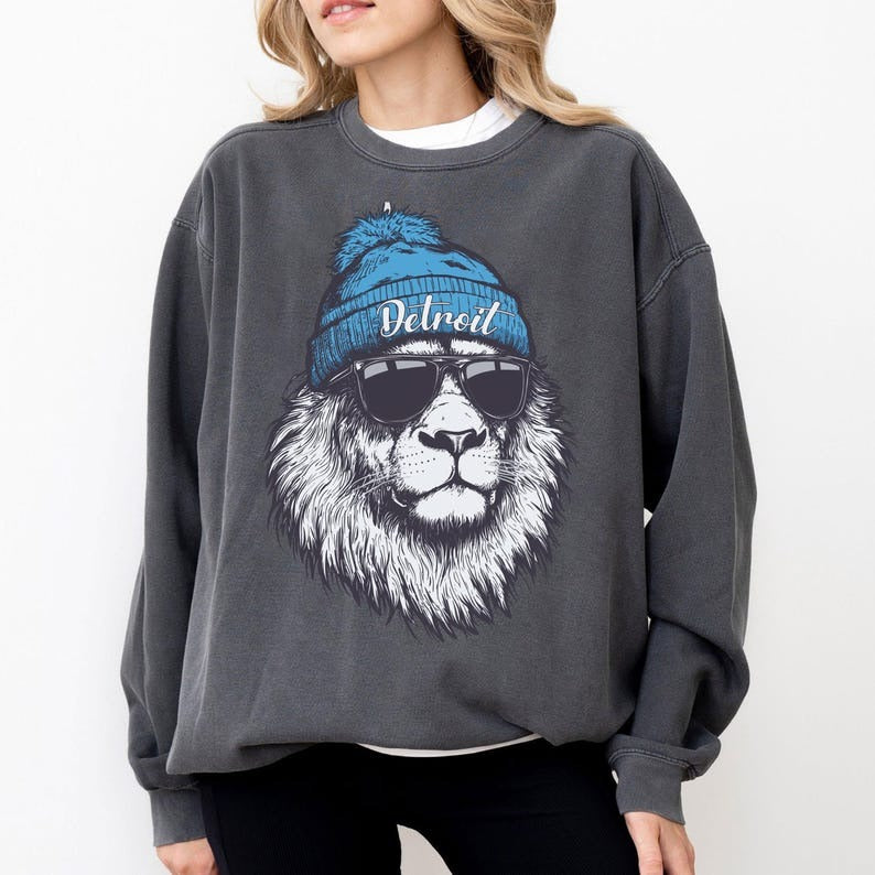 Detroit Football Fan Printed Long Sleeve Casual Top