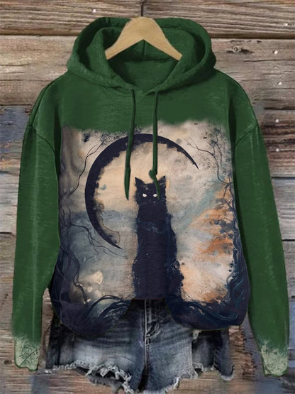 Halloween Vintage Cat Drawstring Sweatshirt