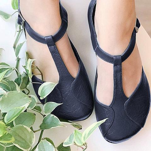 T-Strap Sandals Vintage Flat Shoes