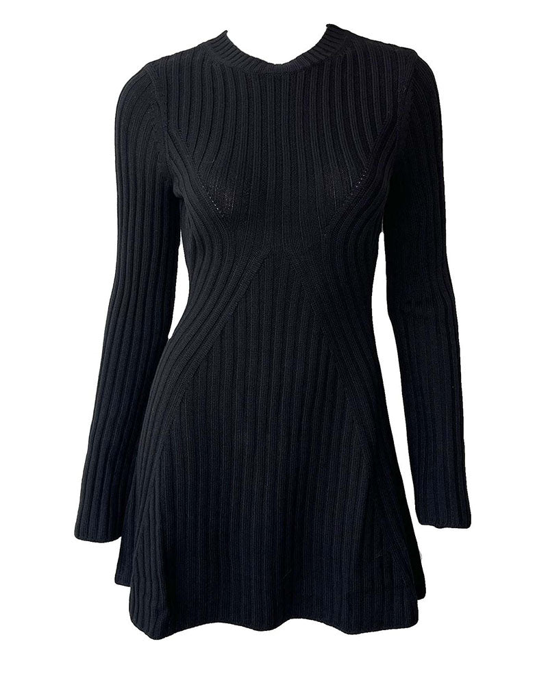 Slit bell sleeve sweater dress