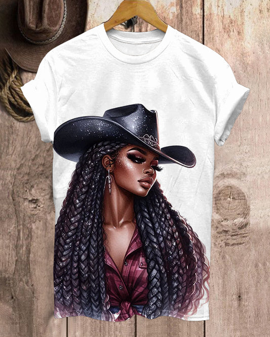 Black Country Girl Neck Short Sleeve Tshirt