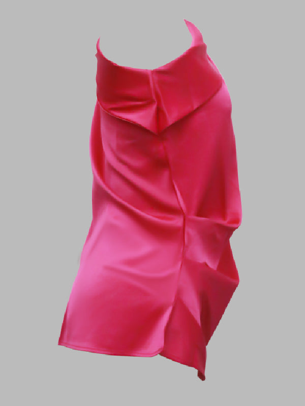 Urban Loose One-Shoulder Fuchsia Shirt Top