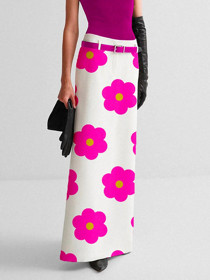 Floral Printed Split-Back Skirts Bottoms