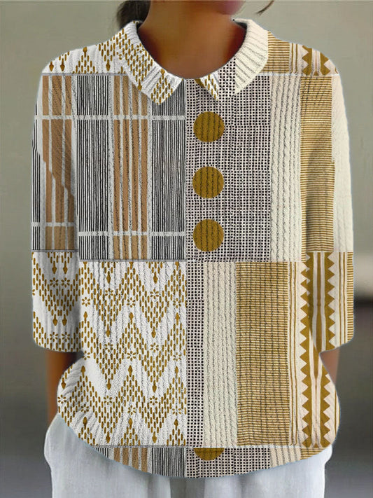 Women's Vintage Abstract Geometry Art Print Casual Pullover Sweater