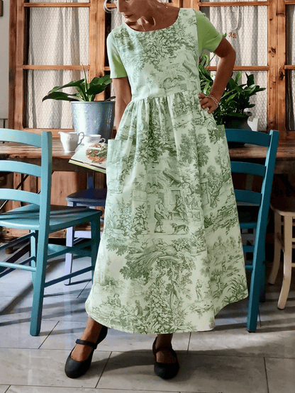 Vintage Green Long Apron