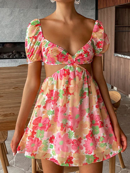 Cut out printing dress