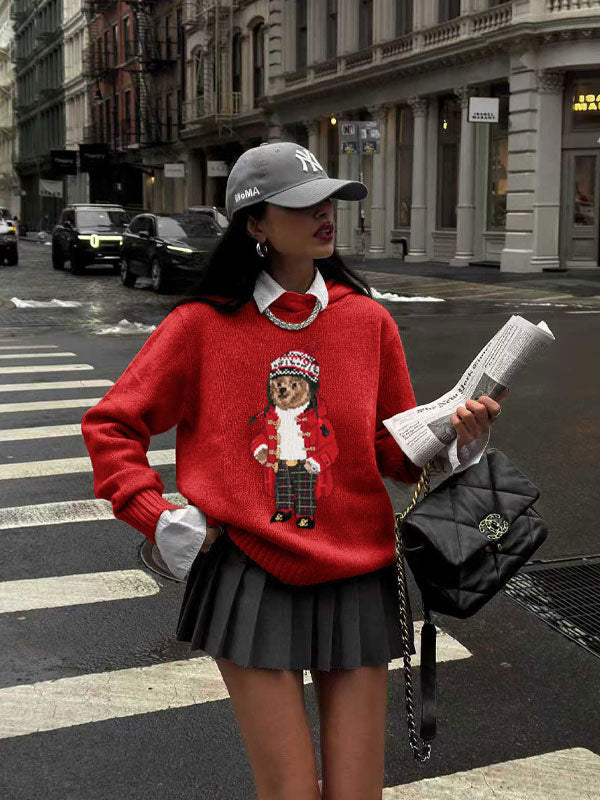 Crew neck knitted pullover