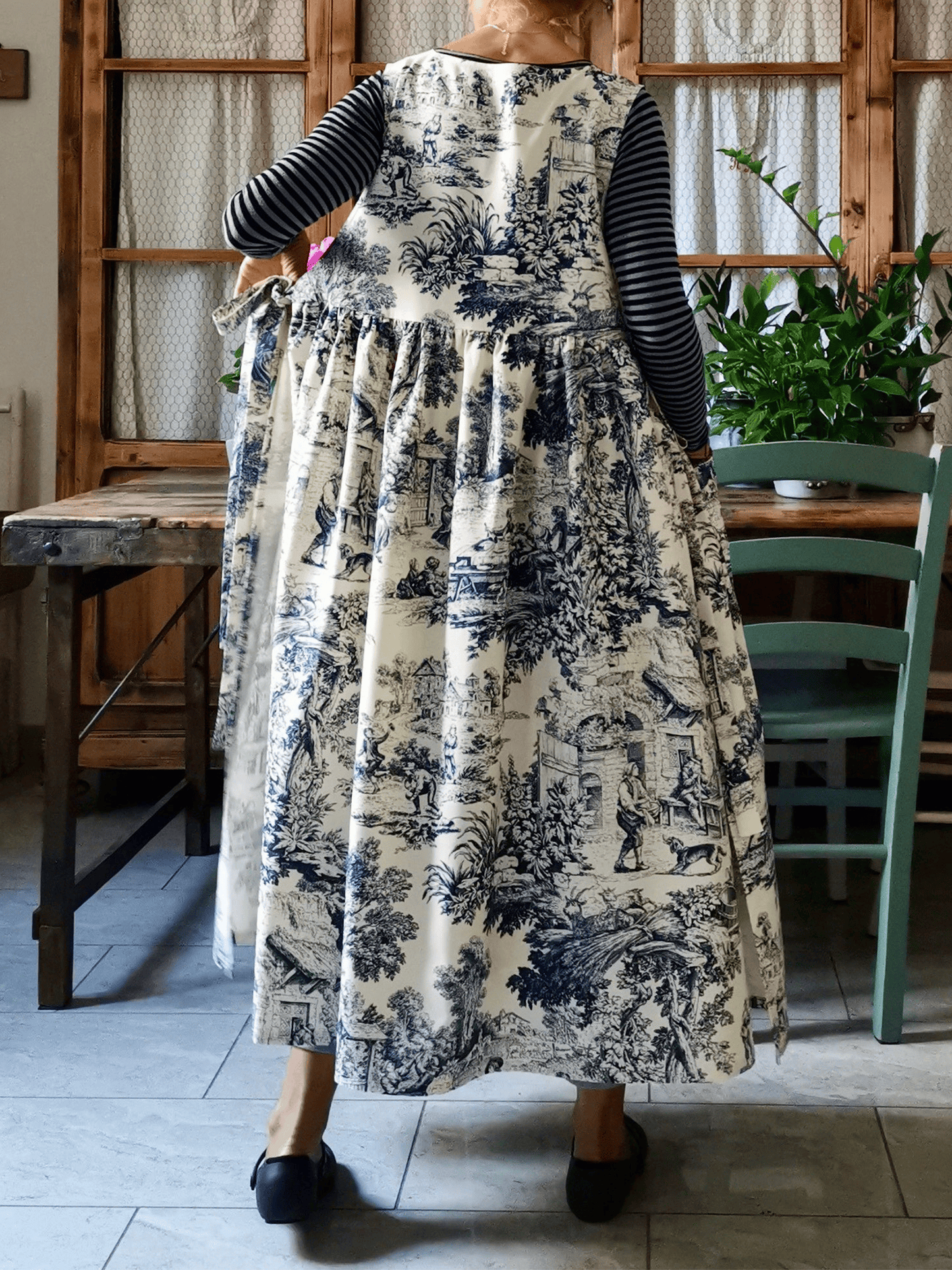 Vintage Blue & White Long Apron